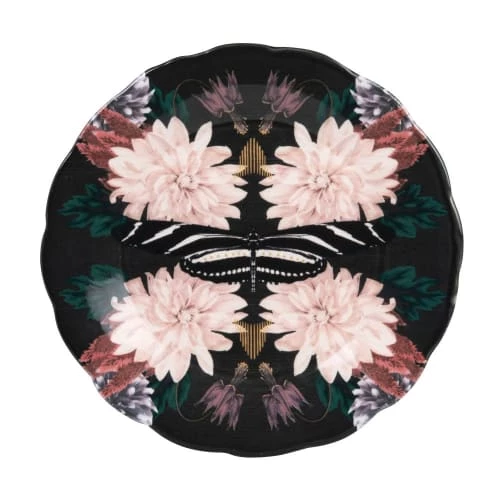 Maisons Du Monde Assiettes à Dessert Assiette à Dessert En Faïence Noire Motifs Roses - Lot De 6 1 Maisons Du Monde Assiettes à Dessert Assiette à Dessert En Faïence Noire Motifs Roses - Lot De 6