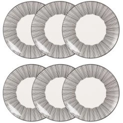 Maisons Du Monde Vaisselle De Noël Assiette à Dessert En Grès Blanc Motifs à Pois - Lot De 6 -Assiettes Soldes Magasin assiette a dessert en gres blanc motifs a rayures mekong 1000 4 2 173268 2