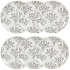 Maisons Du Monde Assiettes à Dessert Assiette à Dessert En Grès écru à Motifs Gris Anthracite - Lot De 6