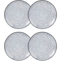 Maisons Du Monde Assiettes à Dessert Assiette à Dessert En Grès Imprimé Traits Bleus - Lot De 4 -Assiettes Soldes Magasin assiette a dessert en gres imprime traits bleus ischia 1000 4 8 190166 4