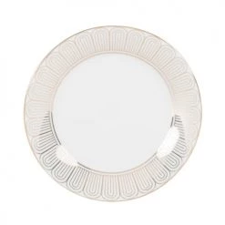 Maisons Du Monde Assiettes à Dessert Assiette à Dessert En Porcelaine Blanche à Bord Doré - Lot De 6