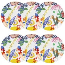 Maisons Du Monde Assiettes Assiette à Dessert En Porcelaine Multicolore Imprimée - Lot De 6