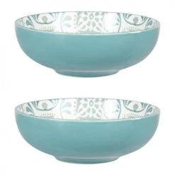 Maisons Du Monde Assiettes Creuses Assiette Creuse En Grès Blanc à Motifs Bleus Et Gris - Lot De 4