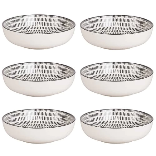Maisons Du Monde Assiettes Creuses Assiette Creuse En Grès Blanc à Rayures - Lot De 6 2 Maisons Du Monde Assiettes Creuses Assiette Creuse En Grès Blanc à Rayures - Lot De 6 – Image 2