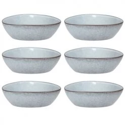 Maisons Du Monde Assiettes Creuses Assiette Creuse En Grès Bleu Gris - Lot De 6
