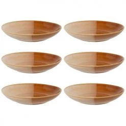 Maisons Du Monde Assiettes Creuses Assiette Creuse En Grès Caramel Et Crème - Lot De 6
