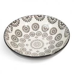 Maisons Du Monde Vaisselle De Noël Assiette Creuse En Grès Noir/blanc D 20 Cm - Lot De 4 -Assiettes Soldes Magasin assiette creuse en gres noir blanc d 20 cm 1000 10 30 154149 2