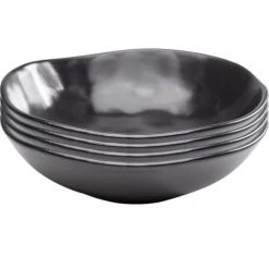 Kare Design Assiettes Creuses Assiette Creuse En Grès Noir D22 - Lot De 4