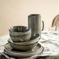 Maisons Du Monde Assiettes Creuses Assiette Creuse En Grès Vert - Lot De 6 -Assiettes Soldes Magasin assiette creuse en gres vert 1000 2 26 216752 5