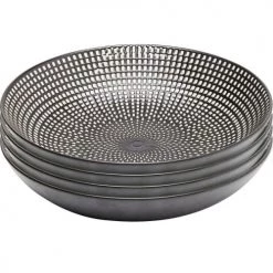 Kare Design Assiettes Creuses Assiette Creuse En Porcelaine Noire Et Blanche D20 - Lot De 4