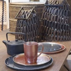 Pomax Assiettes Plates Assiette De Présentation En Grès Noir -Assiettes Soldes Magasin assiette de presentation en gres noir 1