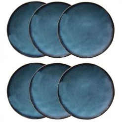 Maisons Du Monde Assiettes Plates Assiette Plate En Faïence Bleue - Lot De 6