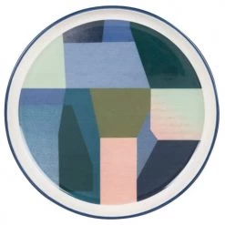 Maisons Du Monde Assiettes Plates Assiette Plate En Faïence Motif Bleu, Vert, Mauve Et Rose - Lot De 6