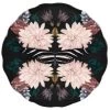 Maisons Du Monde Assiettes Plates Assiette Plate En Faïence Noire Motifs Roses - Lot De 6