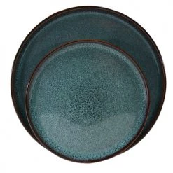 Sibo Homeconcept Assiettes Plates Assiette Plate En Grés Artisanal Bleu 27 Cm - Lot De 4 -Assiettes Soldes Magasin assiette plate en gres artisanal bleu 27 cm lot de 4 1