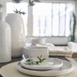 Maisons Du Monde Vaisselle De Noël Assiette Plate En Grès Blanc - Lot De 6 -Assiettes Soldes Magasin assiette plate en gres blanc 1000 12 6 208245 4