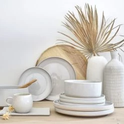Maisons Du Monde Vaisselle De Noël Assiette Plate En Grès Blanc - Lot De 6 -Assiettes Soldes Magasin assiette plate en gres blanc 1000 12 6 208245 5