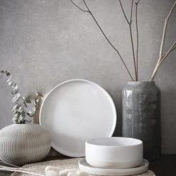 Maisons Du Monde Vaisselle De Noël Assiette Plate En Grès Blanc - Lot De 6 -Assiettes Soldes Magasin assiette plate en gres blanc 1000 12 6 208245 6