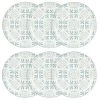 Maisons Du Monde Assiettes Plates Assiette Plate En Grès Blanc à Motifs Bleus Et Gris - Lot De 6
