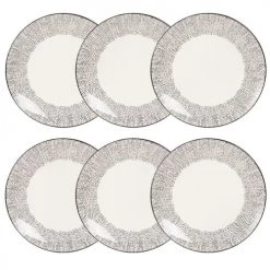 Maisons Du Monde Vaisselle De Noël Assiette Plate En Grès Blanc Motifs à Pois - Lot De 6