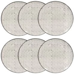 Maisons Du Monde Vaisselle De Noël Assiette Plate En Grès Blanc Motifs Graphiques Noirs - Lot De 6 -Assiettes Soldes Magasin assiette plate en gres blanc motifs graphiques noirs chiang mai 1000 8 28 154147 5
