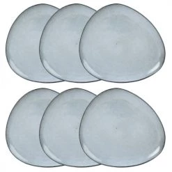 Maisons Du Monde Assiettes Plates Assiette Plate En Grès Gris - Lot De 6
