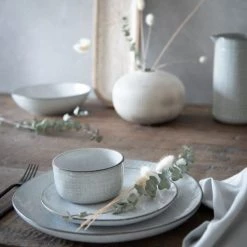 Maisons Du Monde Assiettes Plates Assiette Plate En Grès Gris Clair - Lot De 6 -Assiettes Soldes Magasin assiette plate en gres gris clair 1000 13 21 207481 2