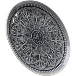Kare Design Assiettes Plates Assiette Plate En Grès Gris D27 - Lot De 4 -Assiettes Soldes Magasin assiette plate en gres gris d27 lot de 4 3