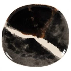 Maisons Du Monde Assiettes Plates Assiette Plate En Grès Marron, Blanc Et Noir - Lot De 6