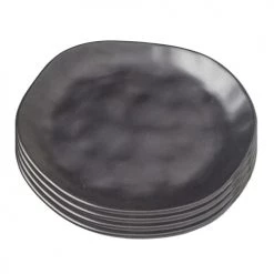Kare Design Assiettes Plates Assiette Plate En Grès Noir D20 - Lot De 4