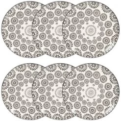 Maisons Du Monde Vaisselle De Noël Assiette Plate En Grès Blanc Motifs Graphiques Noirs - Lot De 6 -Assiettes Soldes Magasin assiette plate en gres noir et blanc imprime chiang mai 1000 6 26 154145 6