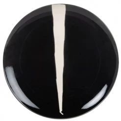 Maisons Du Monde Assiettes Plates Assiette Plate En Grès Noir Et Trait Blanc - Lot De 4