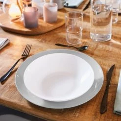 Luminarc Assiettes Plates Assiette Plate En Opale Gris D27cm -Assiettes Soldes Magasin assiette plate en opale gris d27cm 1