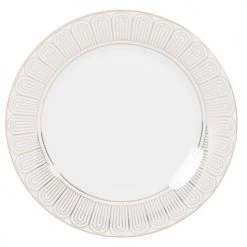 Maisons Du Monde Assiettes Plates Assiette Plate En Porcelaine Blanche à Bord Doré - Lot De 6