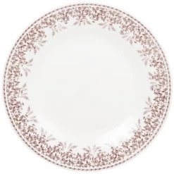 Maisons Du Monde Assiettes Plates Assiette Plate En Porcelaine Blanche Motif Végétal Gris - Lot De 6