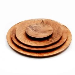 Bazar Bizar Assiettes Plates Assiette Ronde En Bois De Teck Extra Petite -Assiettes Soldes Magasin assiette ronde en bois de teck extra petite 2