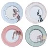 Yvonne Ellen Assiettes Plates Assiettes Animaux En Porcelaine D27cm - Lot De 4