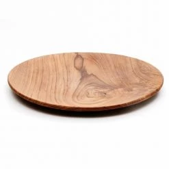 Bazar Bizar Assiettes Plates Grand Plat Rond En Bois De Teck -Assiettes Soldes Magasin grand plat rond en bois de teck 4