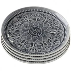 Kare Design Assiettes Plates Lot 4 Bols, 4 Tasses, 4 Assiettes D27, 4 Assiettes D21 En Grès Gris -Assiettes Soldes Magasin lot 4 bols 4 tasses 4 assiettes d27 4 assiettes d21 en gres gris 3