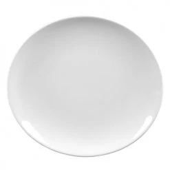 Trend'up Assiettes à Dessert Lot De 6 - Assiette à Steak Ovale 30x28 Cm En Porcelaine Blanc