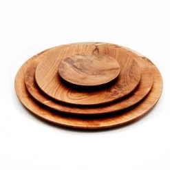 Bazar Bizar Assiettes Plates Plaque Ronde Extra Large En Bois De Teck -Assiettes Soldes Magasin plaque ronde extra large en bois de teck 5