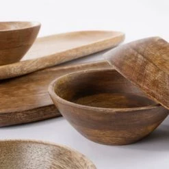 Mica Decorations Assiettes De Présentation Plateau Apéritif 3 Coupelles En Bois De Manguier Marron Foncé -Assiettes Soldes Magasin plateau aperitif 3 coupelles en bois de manguier marron fonce 3