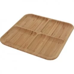Wadiga Assiettes De Présentation Plateau De Service / Plat De Présentation En Bambou 4 Compartiments