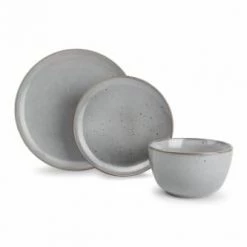 ONA Assiettes Plates Service 12 Pièces Gris