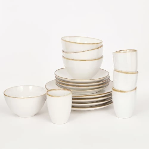 Mica Decorations Assiettes Plates Service De Table 16 Pièces En Céramique Blanc 3 Mica Decorations Assiettes Plates Service De Table 16 Pièces En Céramique Blanc – Image 3