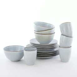 Mica Decorations Assiettes Plates Service De Table 16 Pièces En Céramique Gris