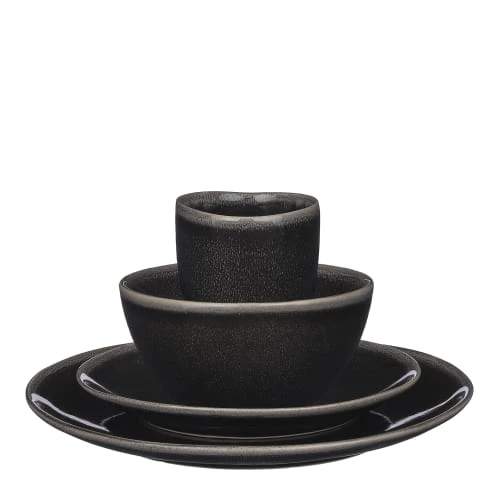 Mica Decorations Assiettes Plates Service De Table 16 Pièces En Céramique Noir 1 Mica Decorations Assiettes Plates Service De Table 16 Pièces En Céramique Noir