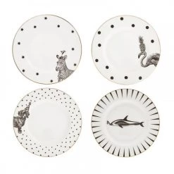 Yvonne Ellen Assiettes Plates Set 4 Assiettes Mono Party 16cm